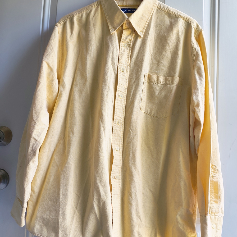 Vintage Jantzen Yellow Casual Button Down Shirt with Long Sleeves Xl